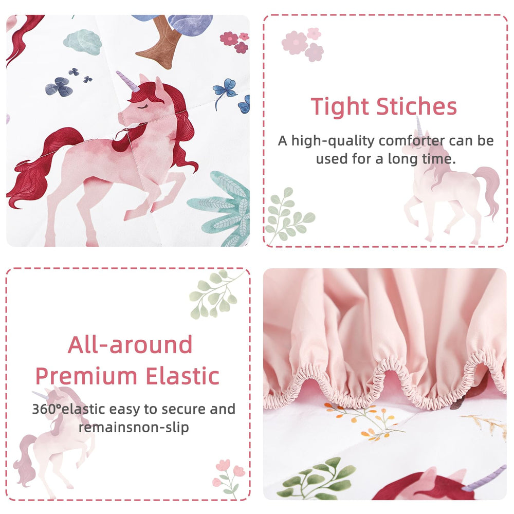 Man Fai Sky unicorn pattern set enhances a girl's bedroom vibe.