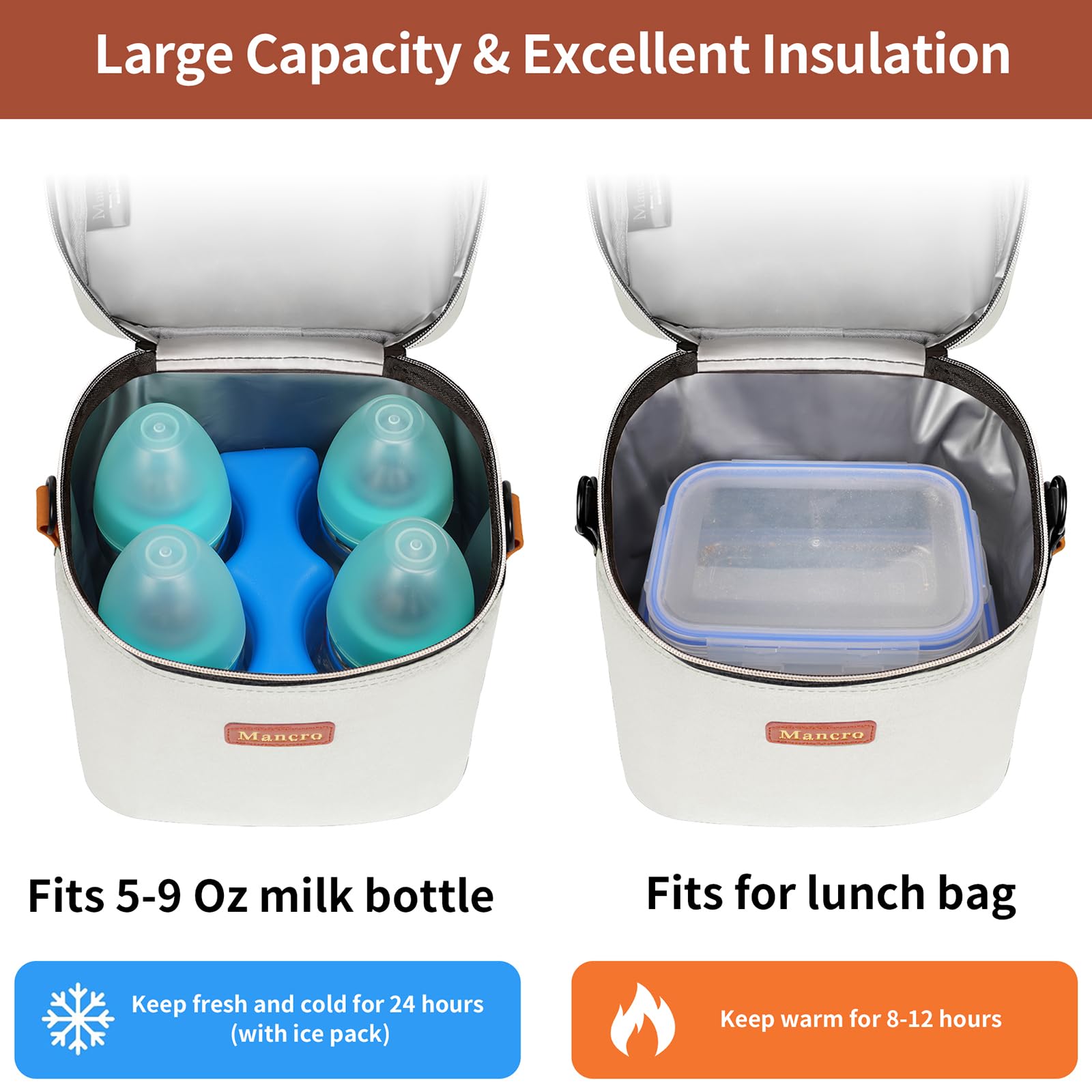 Mancro bag attached to stroller for hands-free travel