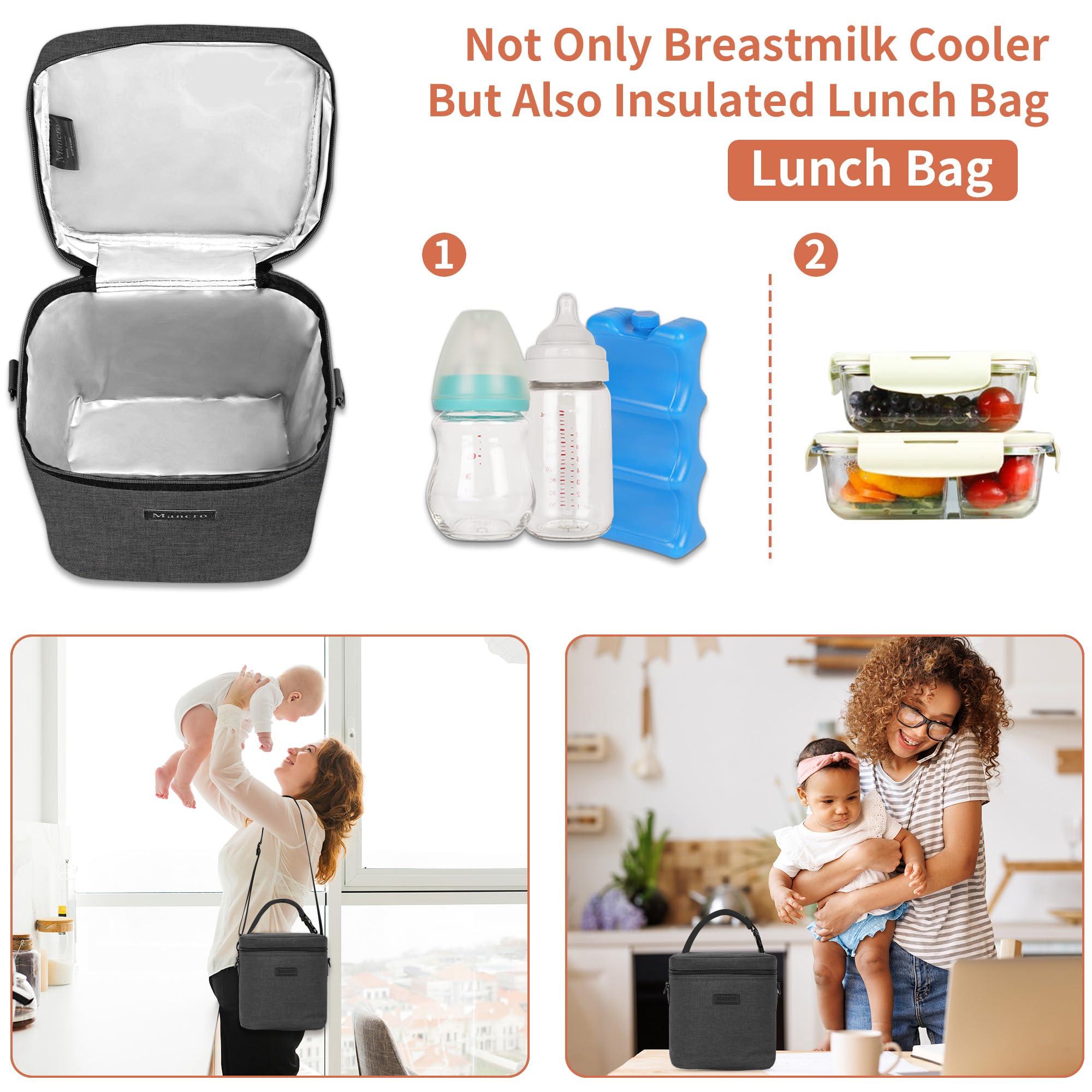 Leakproof liner inside Mancro breastmilk cooler bag for easy cleanup