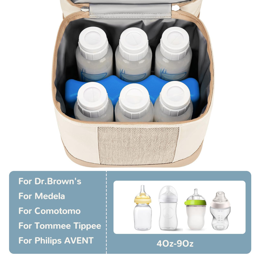 Mancro breastmilk cooler bag features leakproof EVA lining for easy cleanup.