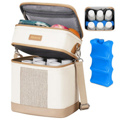 Mancro breastmilk cooler bag open design showing space for six bottles and snacks