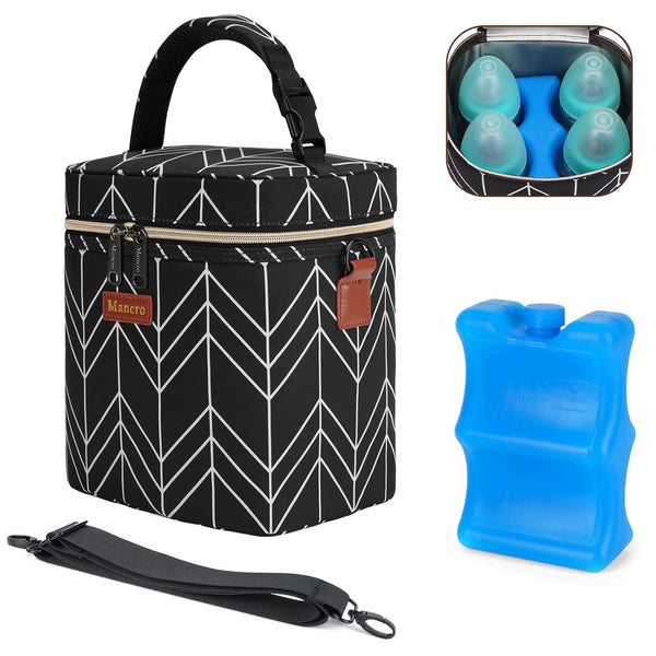 Mancro breastmilk cooler bag travel with 4-bottle capacity for on-the-go feeding