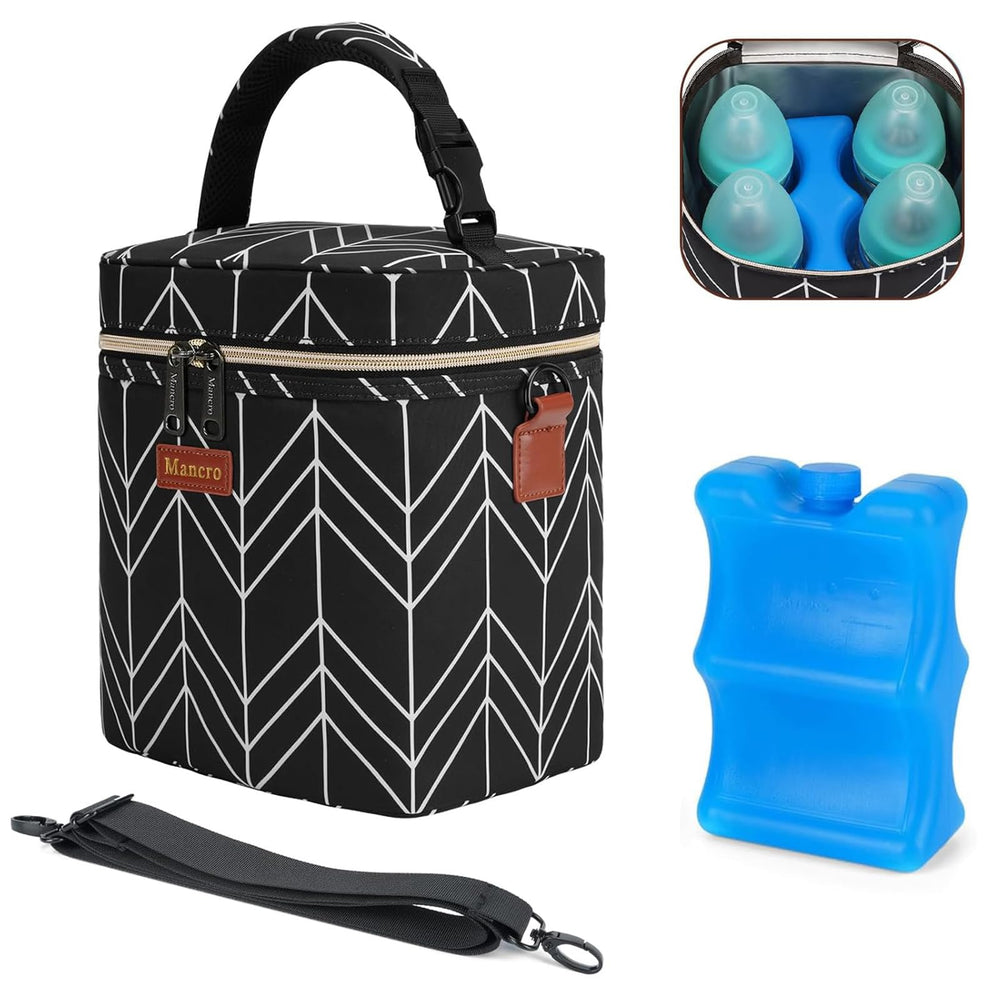 Mancro breastmilk cooler bag travel with 4-bottle capacity for on-the-go feeding
