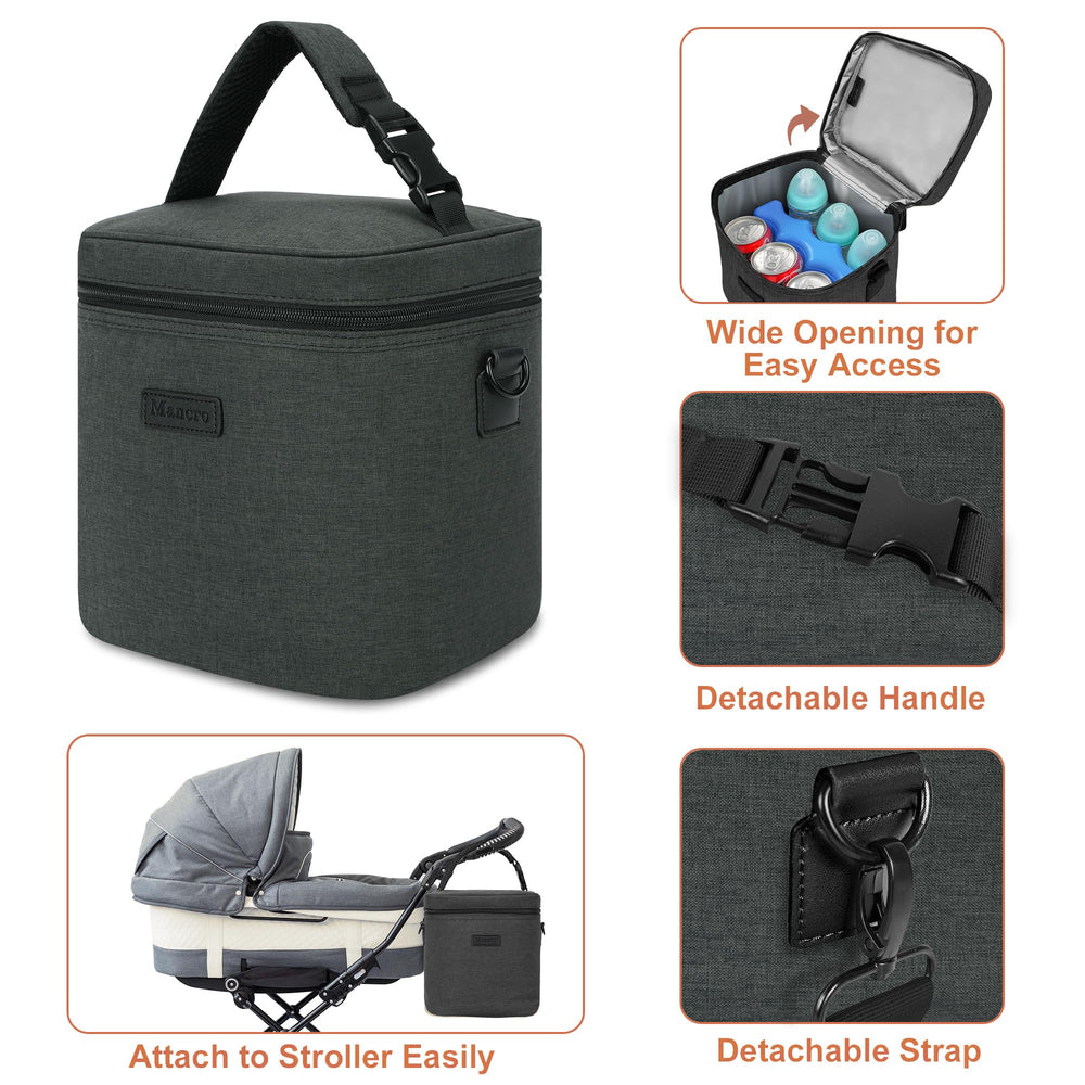 Two-way zippers on Mancro cooler bag for easy access