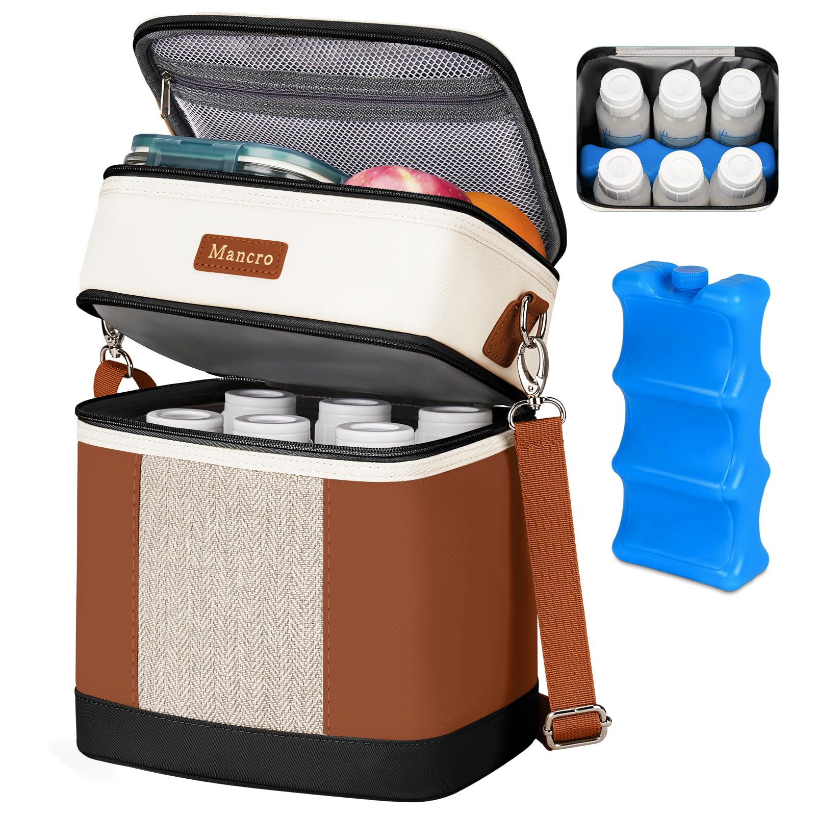 Mancro breast milk cooler bag with six-bottle capacity for daycare days