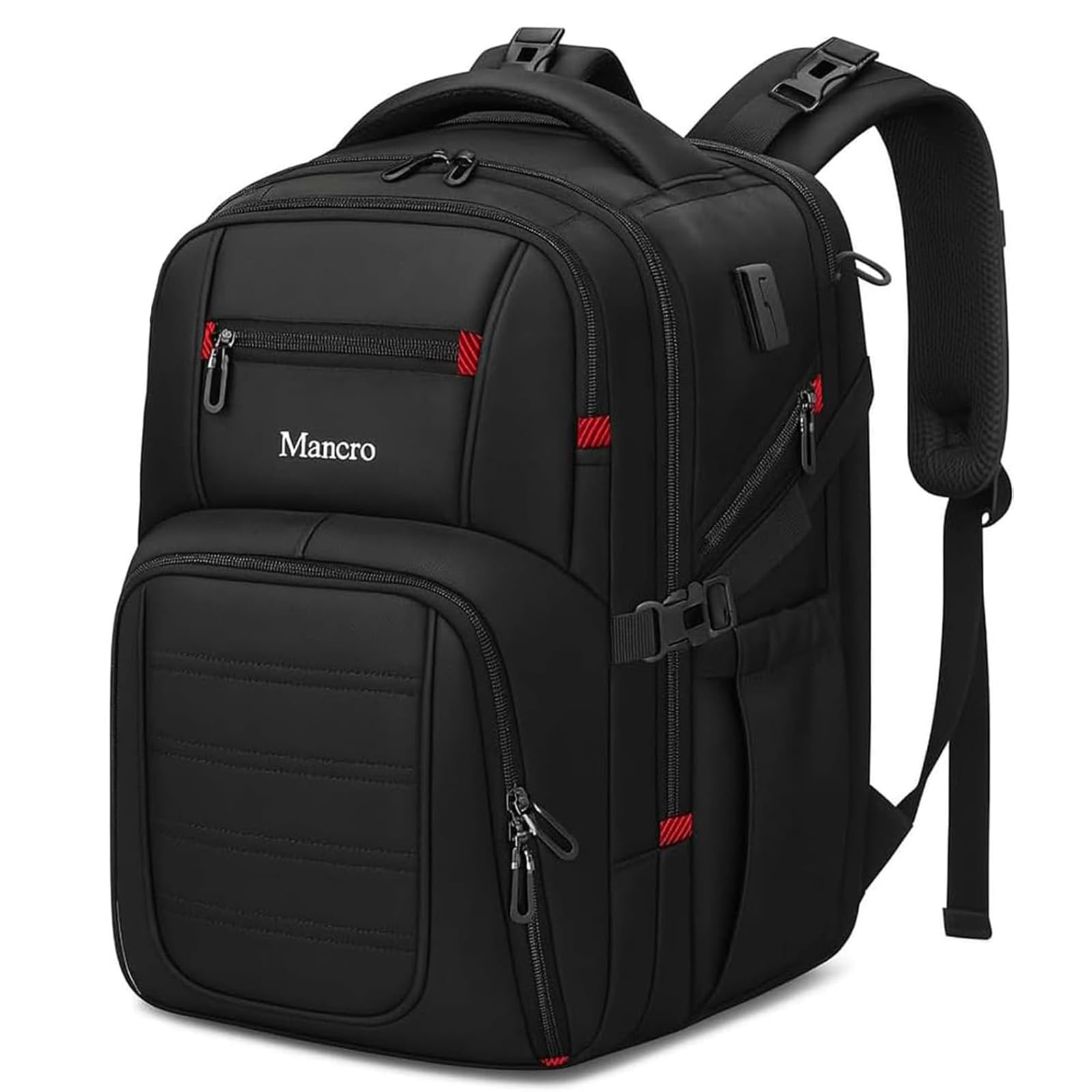 Mancro dad diaper bag backpack front view with easy-access organized compartments for quick access.