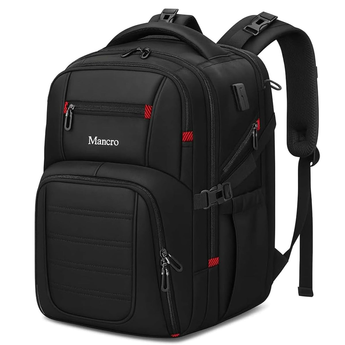 Mancro dad diaper bag backpack front view with easy-access organized compartments for quick access.