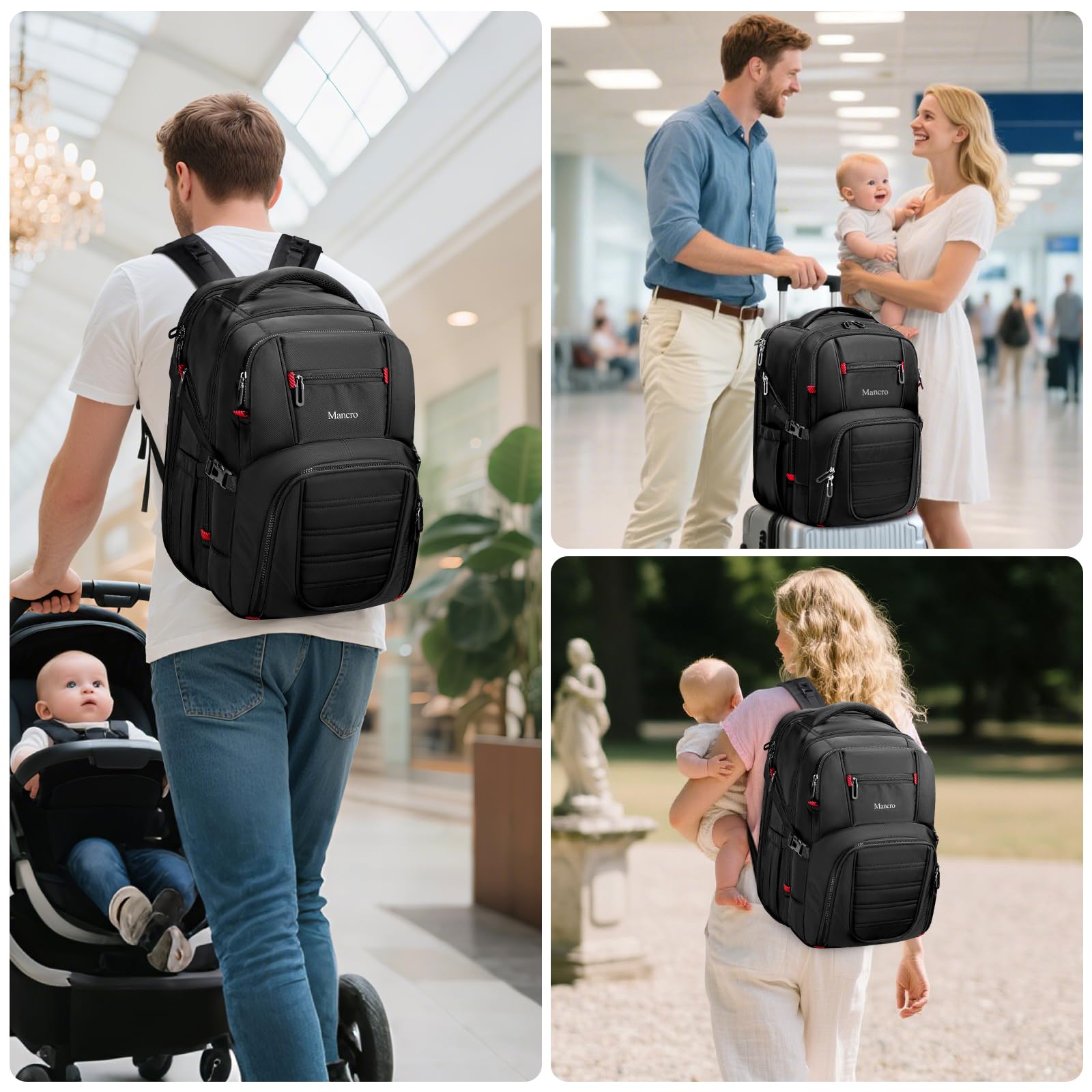 Mancro insulated bottle bag attached keeps milk warm or cool during outings.