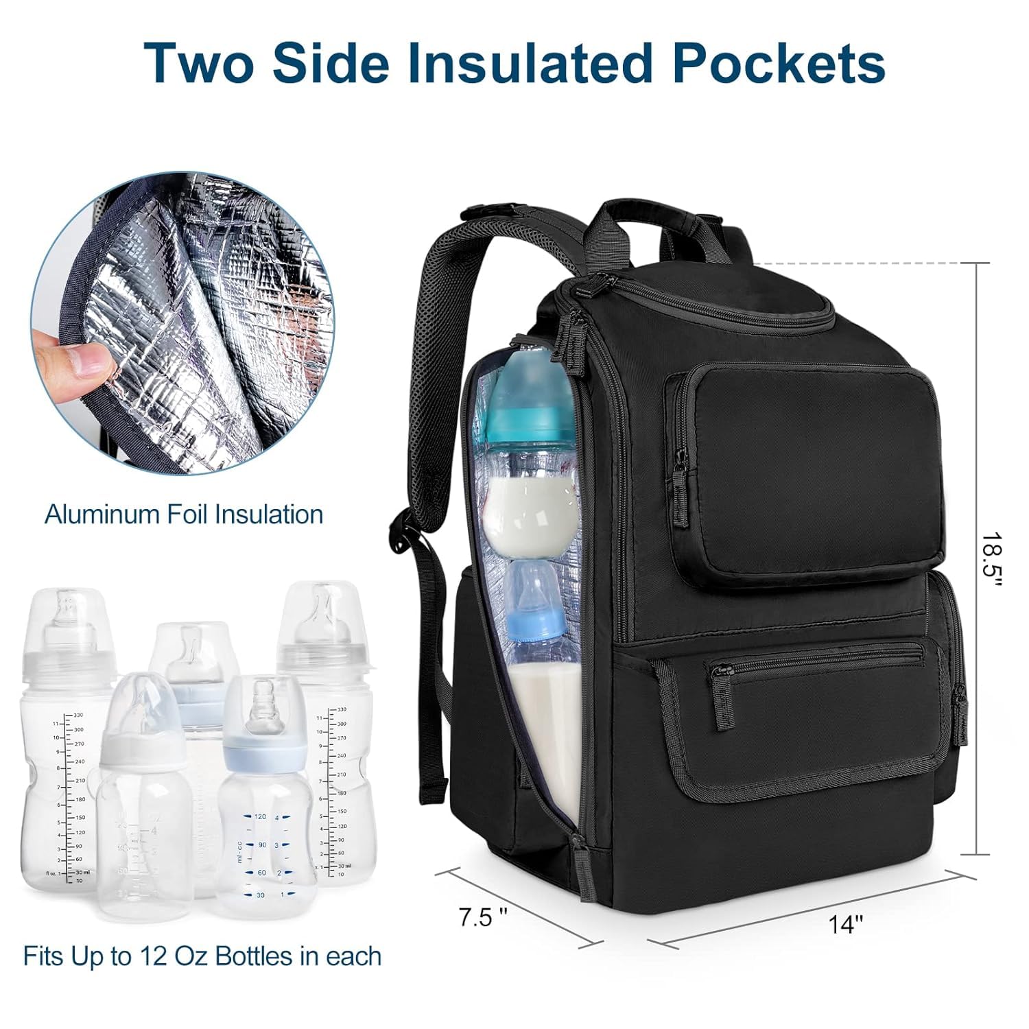 Mancro diaper bag backpack with insulated bottle pockets keeps drinks ready on the go