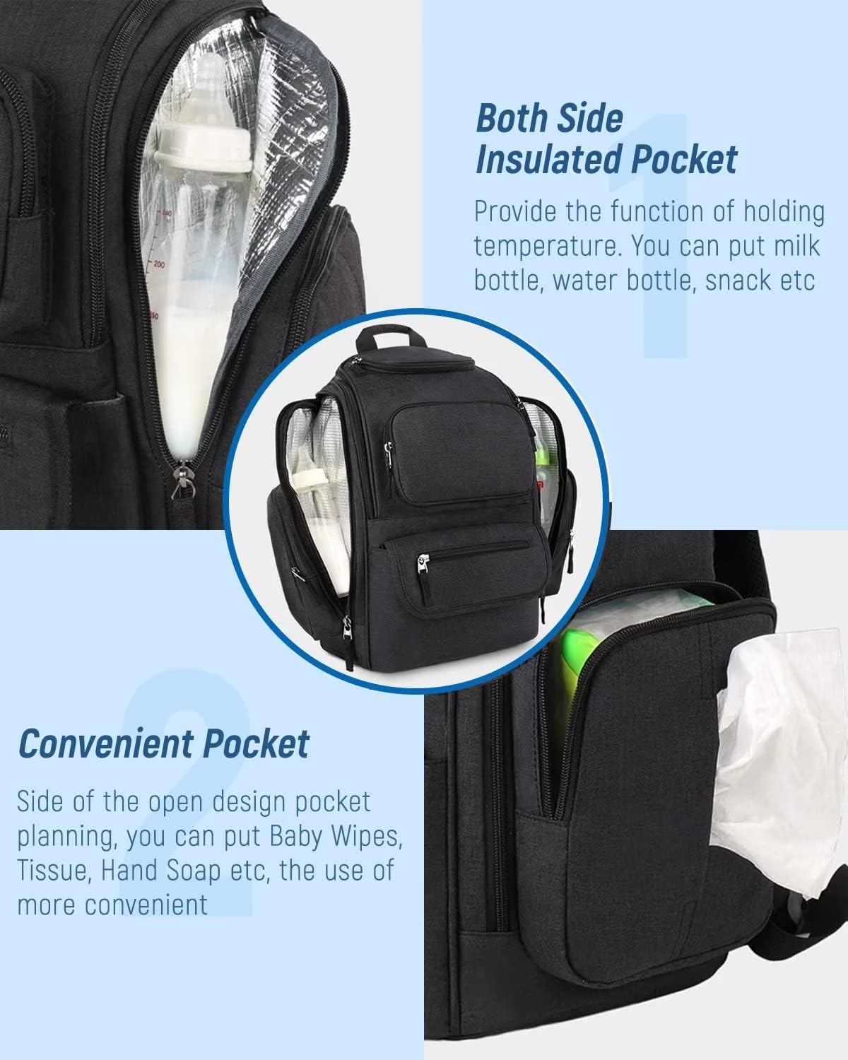 Mancro diaper bag backpack lightweight waterproof fabric for durable use