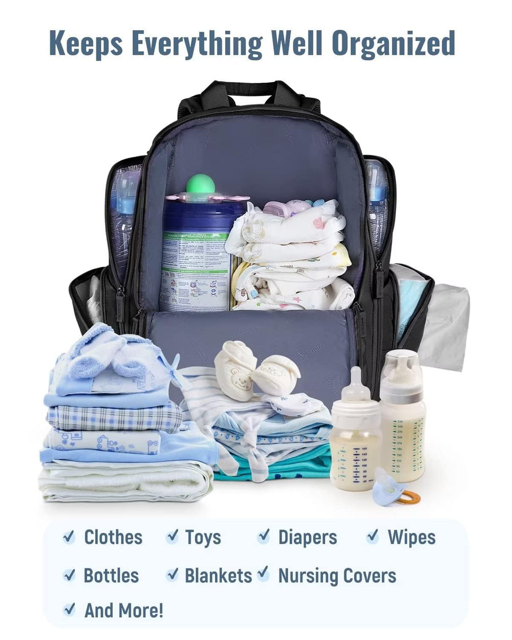 Mancro diaper bag backpack featuring wipes pocket for on the go cleanup