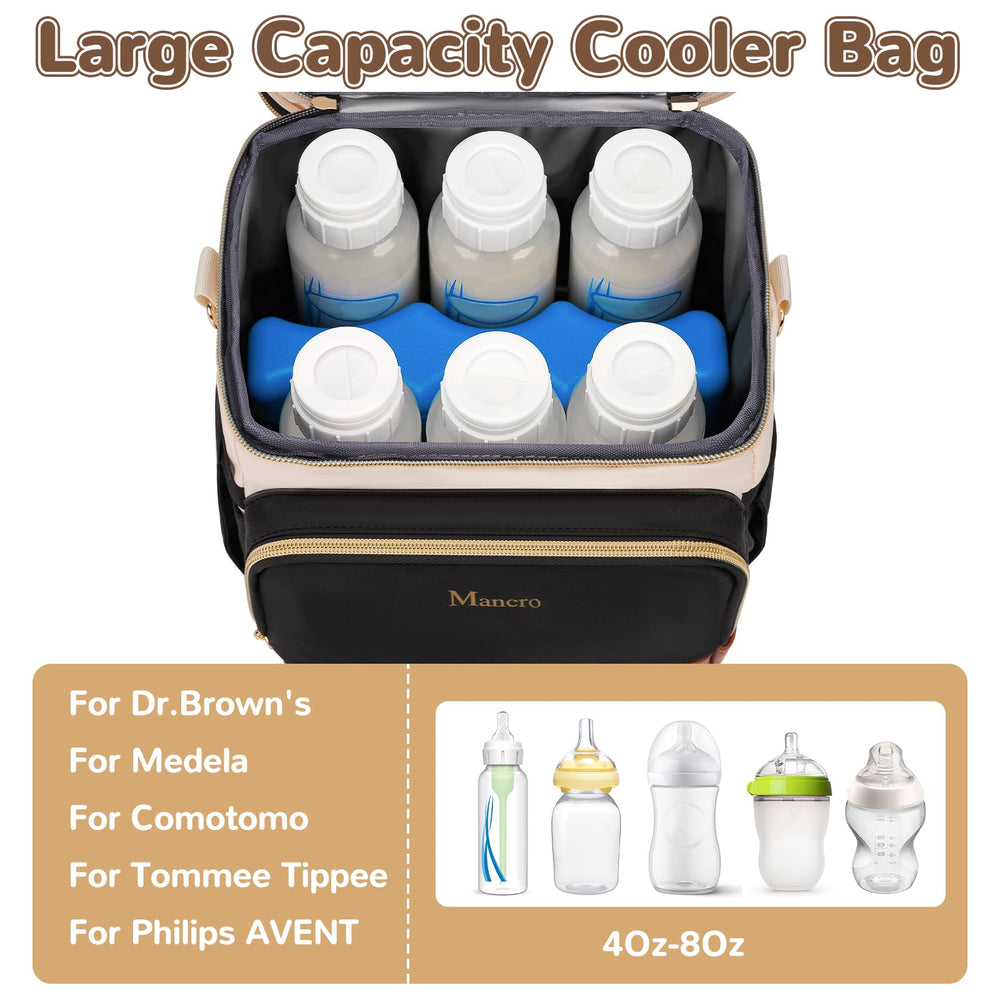 Mancro expandable breast milk cooler bag leakproof lining for easy cleaning