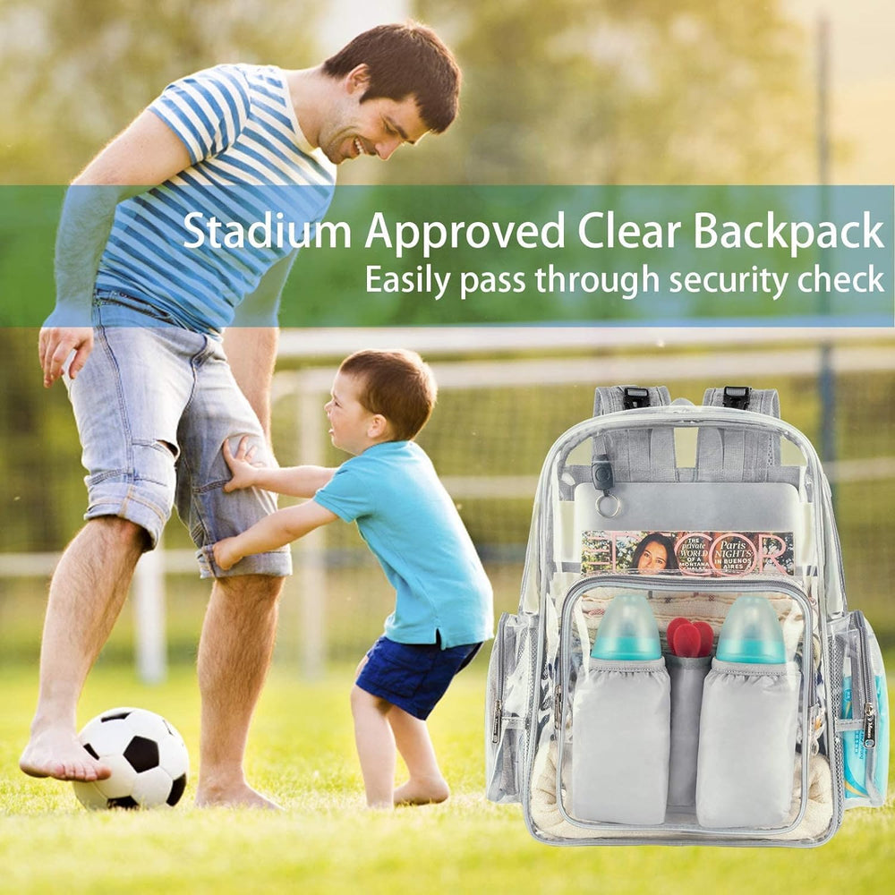 Mancro fashion-friendly clear bag suitable for both moms and dads on the go.