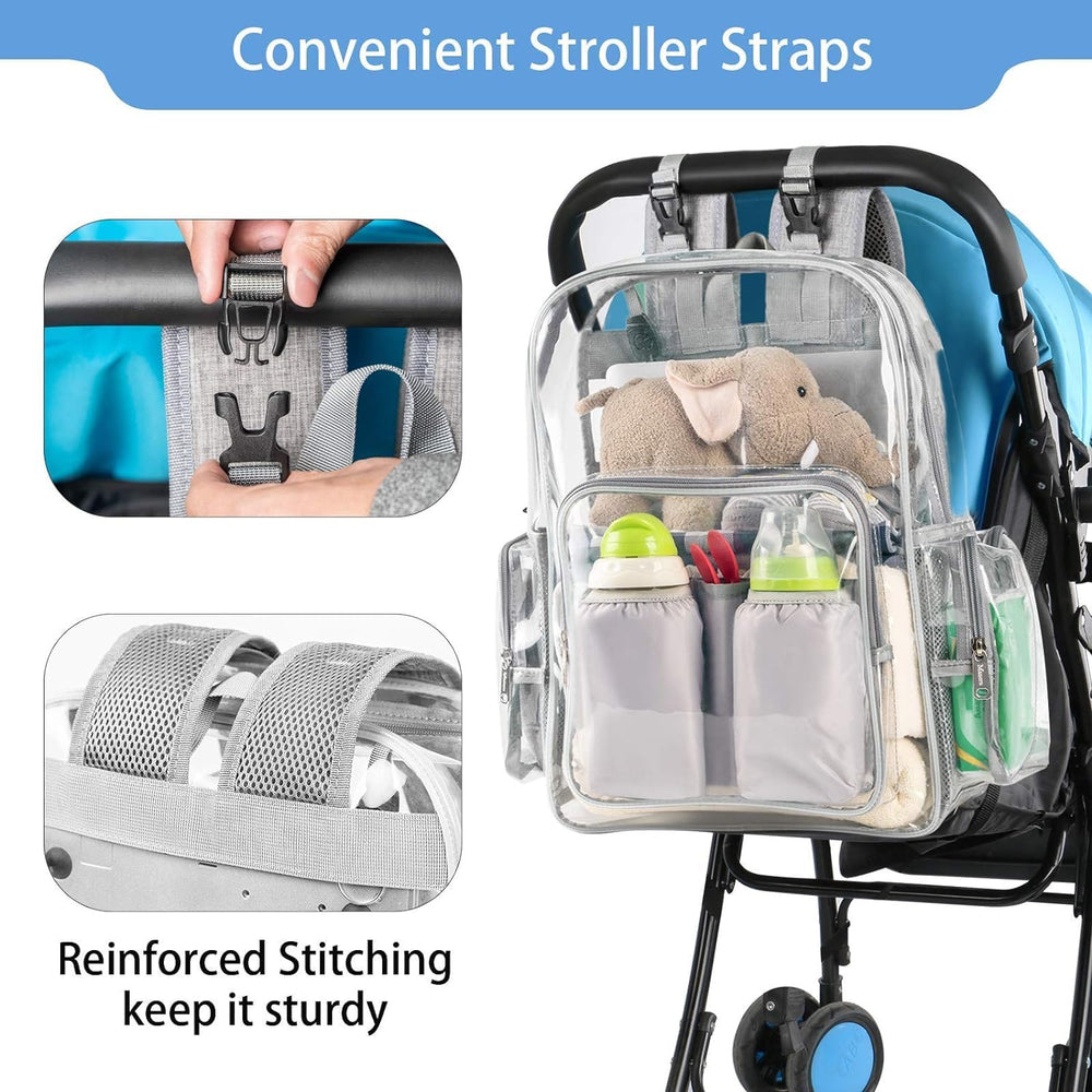 Mancro front-pocket and bottle compartment ideal for feeding needs on the go.