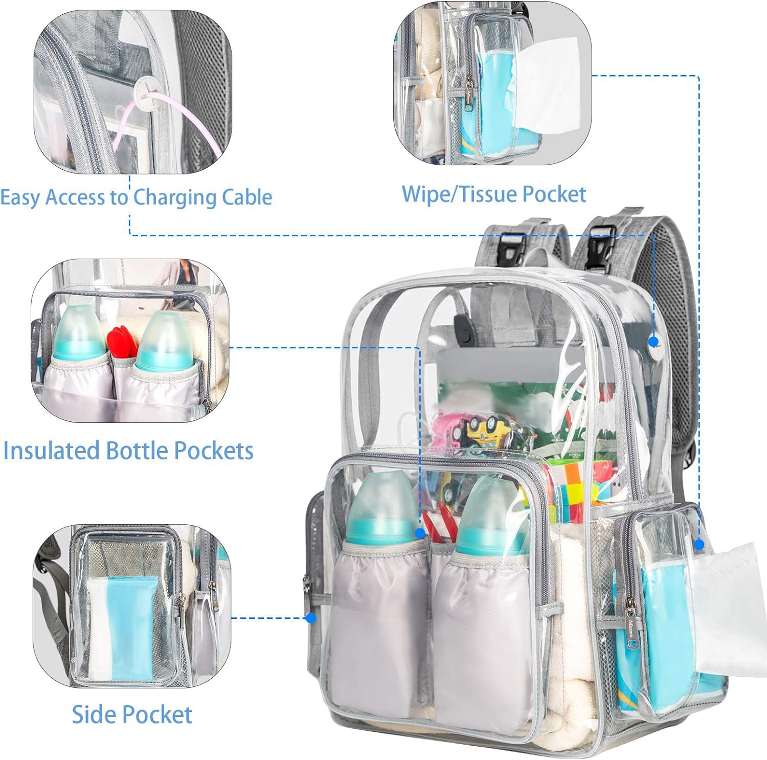 Mancro heavy-duty PVC diaper bag showcases durable material for daily family use.