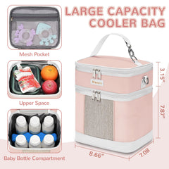 Mancro insulated bottle bag with capacity for 6 bottles up to 9 oz