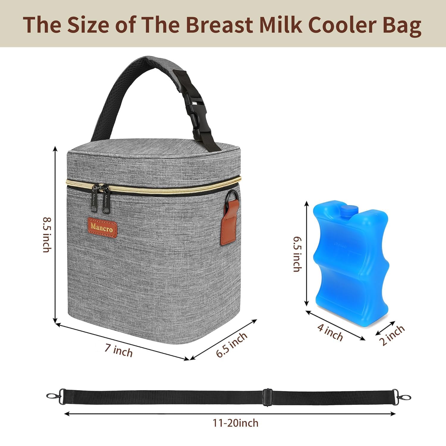 Mancro cooler bag with ice pack helps keep milk cool during travel