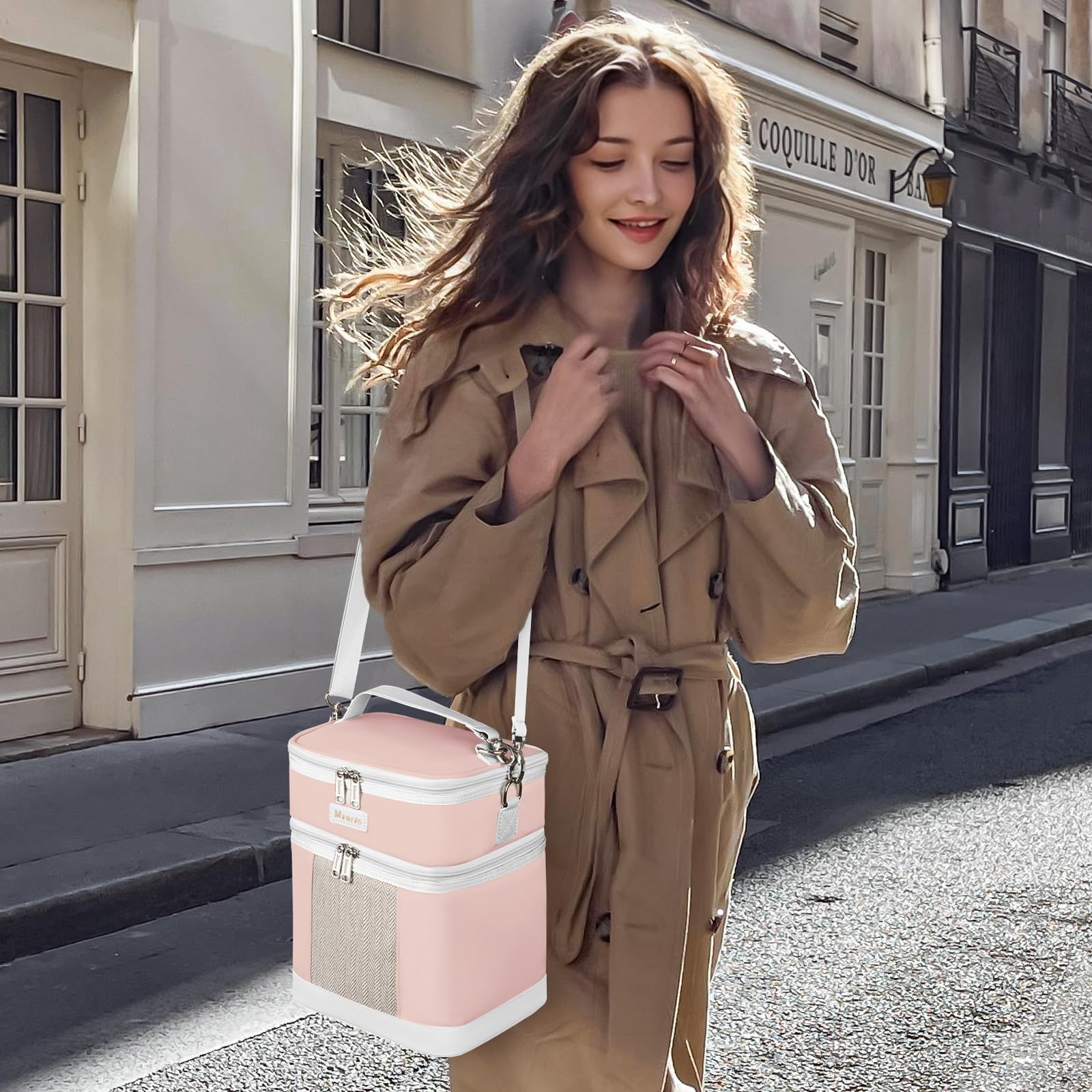 Mancro pink breast milk cooler bag adds stylish organization