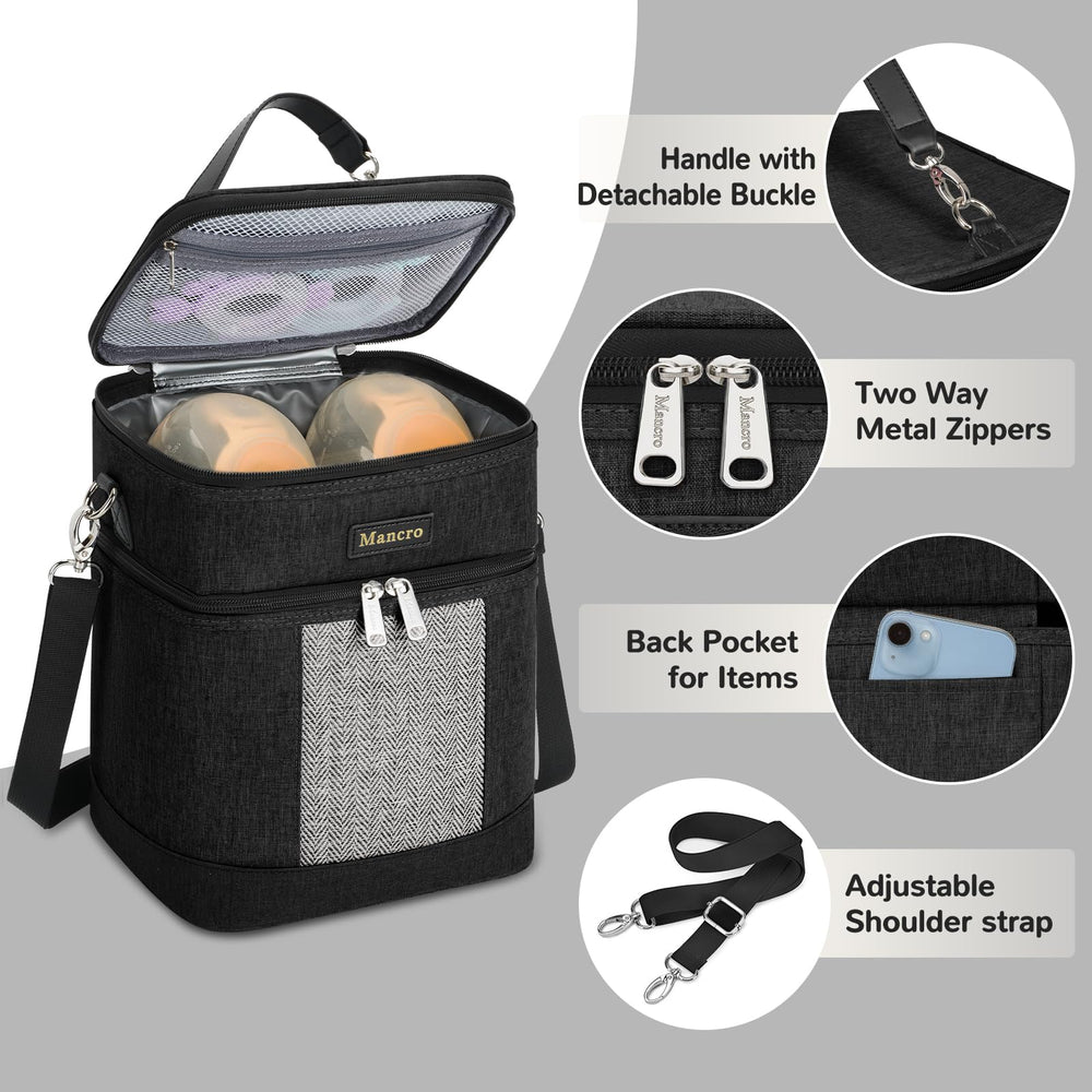 Mancro portable daycare travel bag attaches to a stroller.