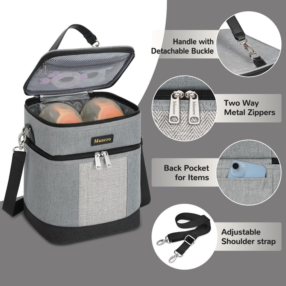 Mancro back pocket and adjustable strap support hands-free transport.