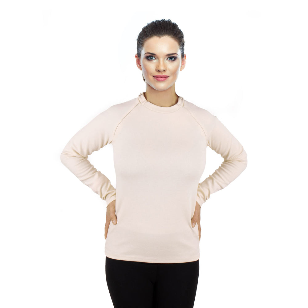 Thick warm fabric texture of MandMcares dialysis sweater