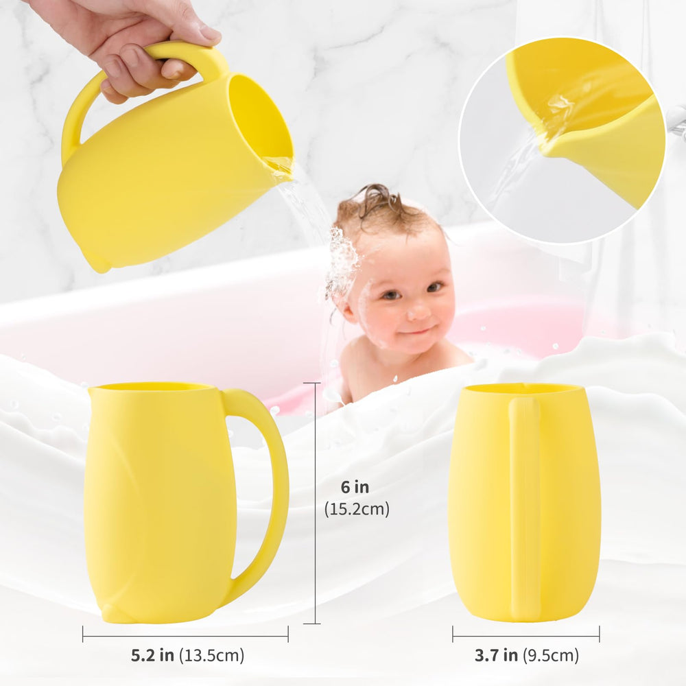 Mandoo 800 ml capacity bath rinse cup reduces refills during bath time.