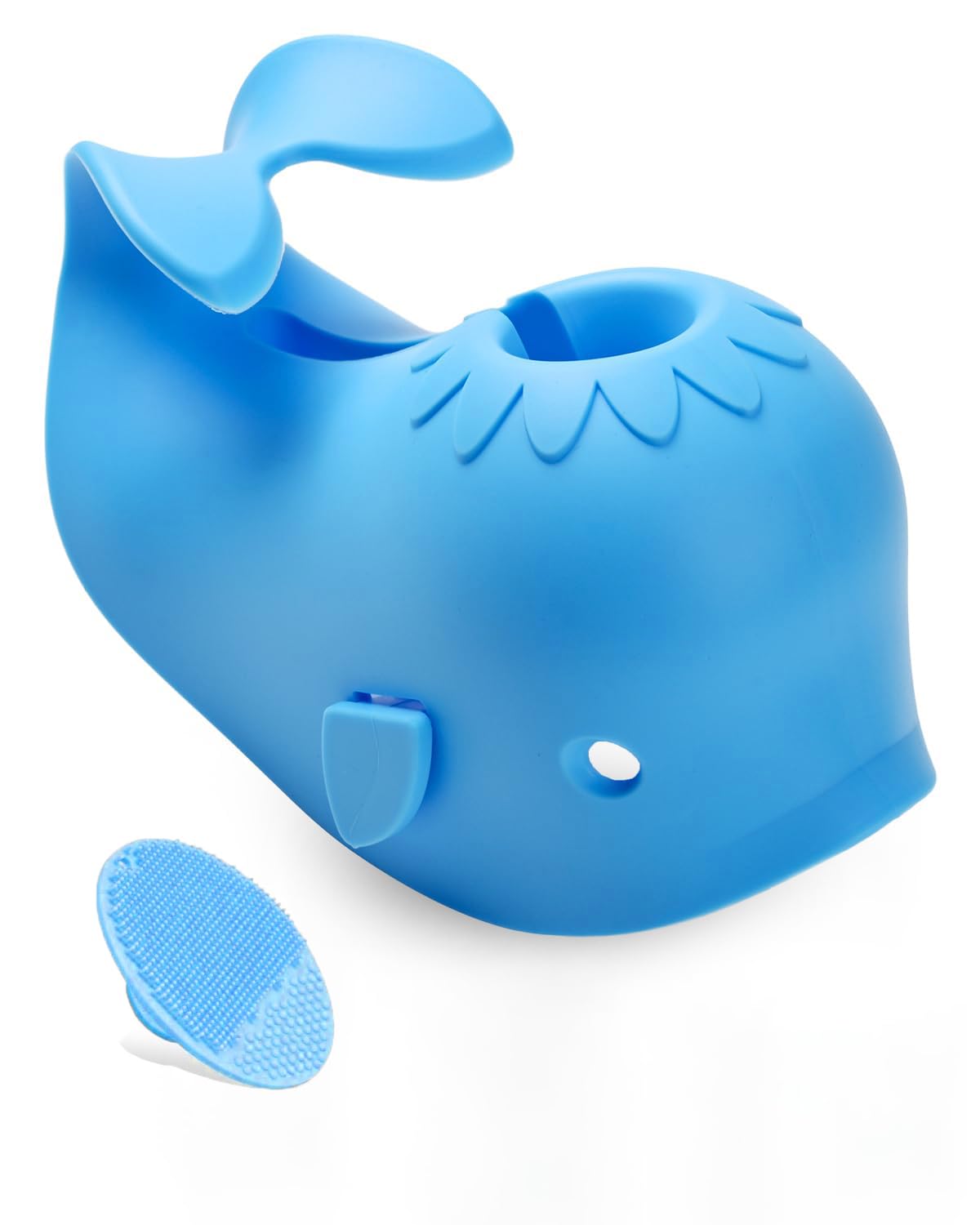 Mandoo faucet cover whale blue protects baby from bumps during bath time