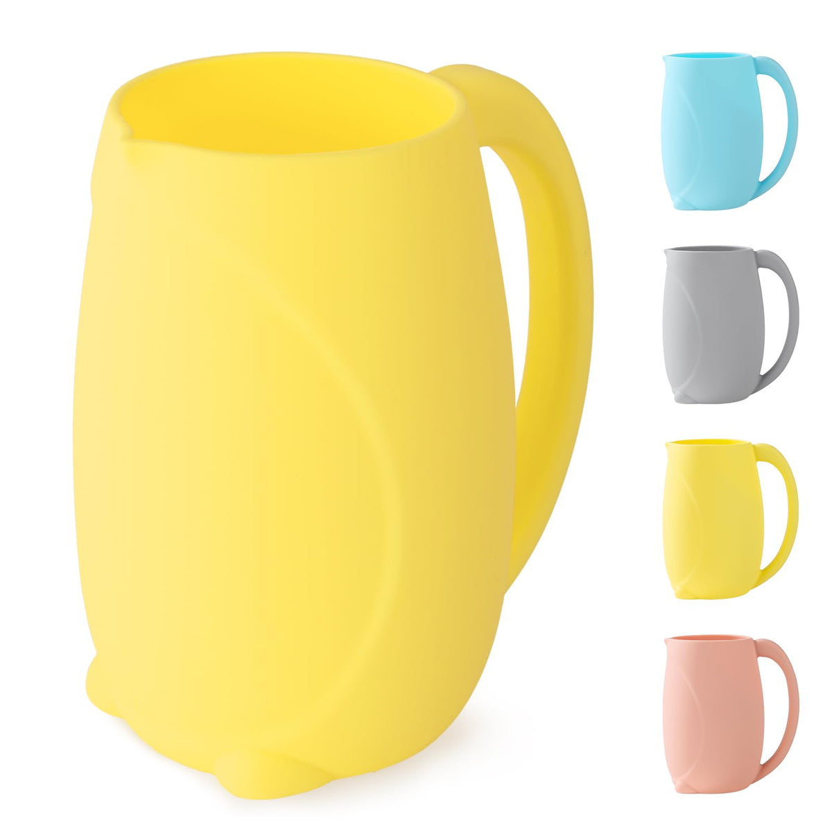 Mandoo penguin-yellow bath rinse cup for gentle, controlled rinsing during baby baths.