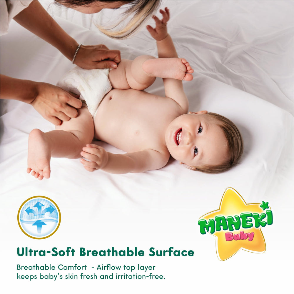 MANEKI Baby Diapers Size 4 two-pack practical for travel.