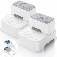 Mangohood 2-Step Stool white, side view, compact for small spaces.