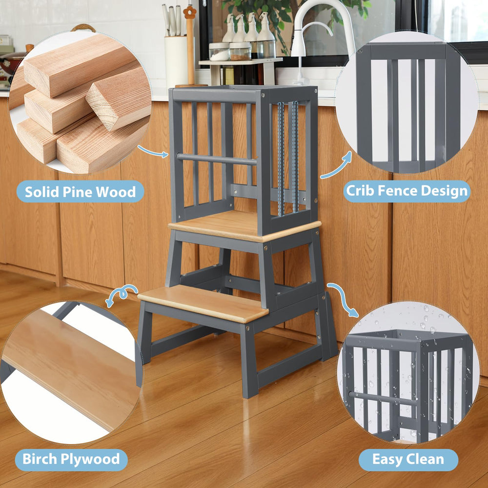Mangohood gray kitchen stool blends safely into modern homes.