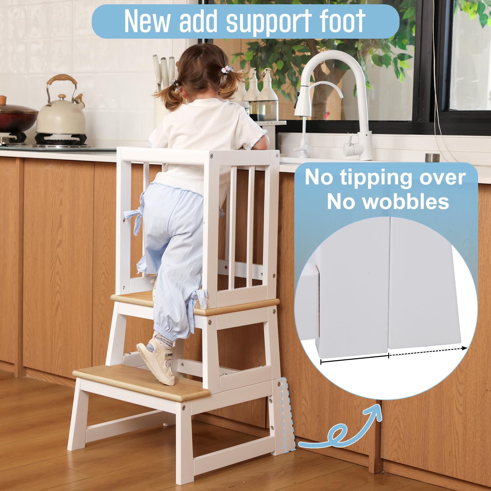 Mangohood kids kitchen step stool with anti-drop bar keeps toddlers secure.