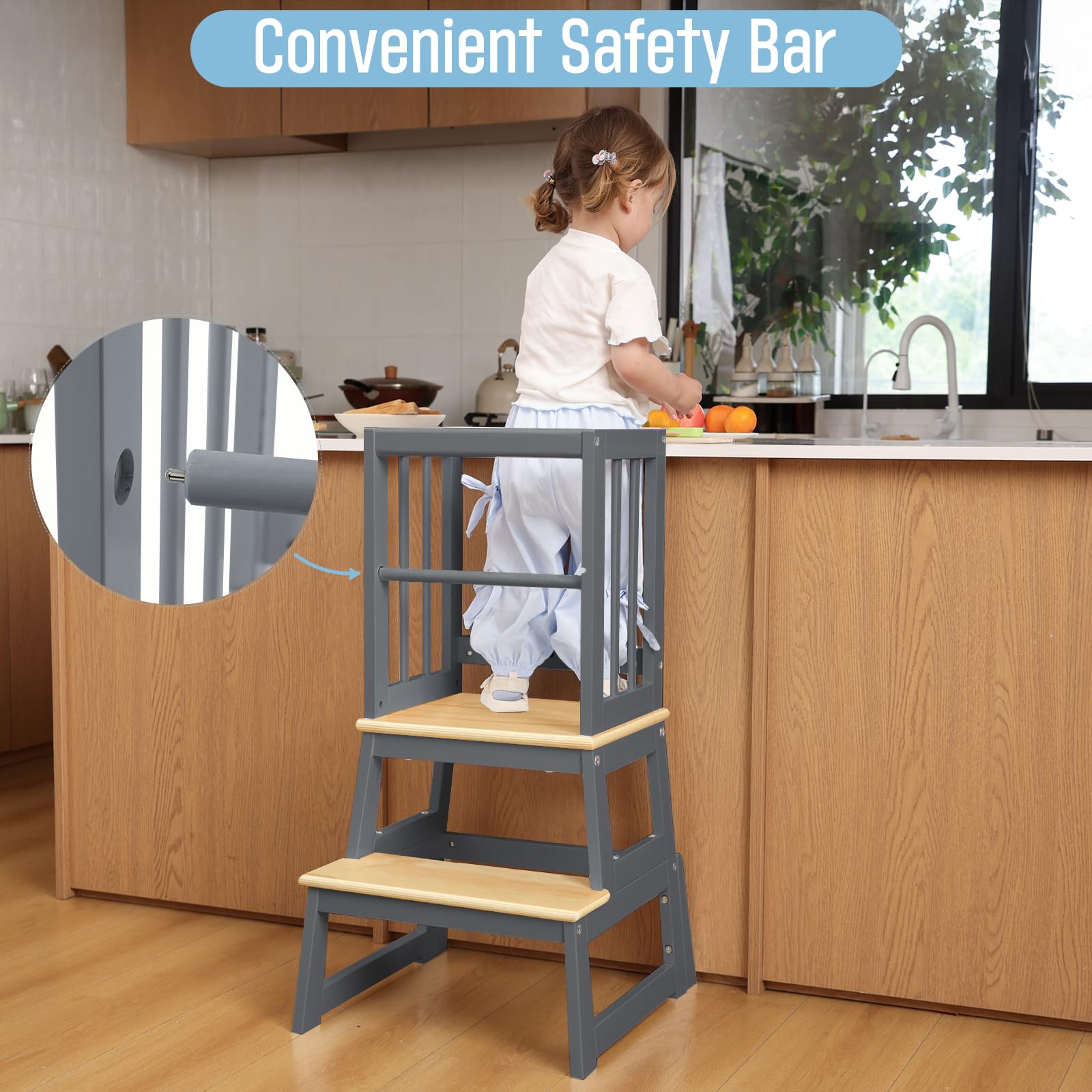 Mangohood toddler helping in cooking scene with stool supports learning and involvement.