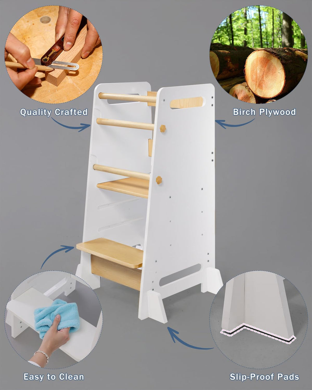 Mangohood Toddler Learning Standing Tower ready for independent kitchen tasks.