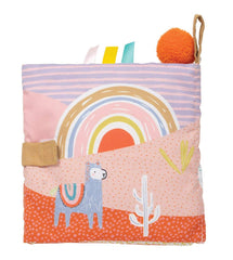 Manhattan Toy Llama Soft Baby Activity Book llama-squeaker section adds playful sound for engagement.