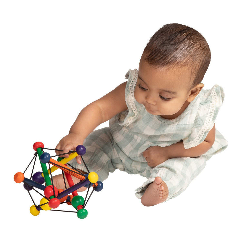 Manhattan Toy Skwish Classic baby-hands friendly design supports early motor exploration.