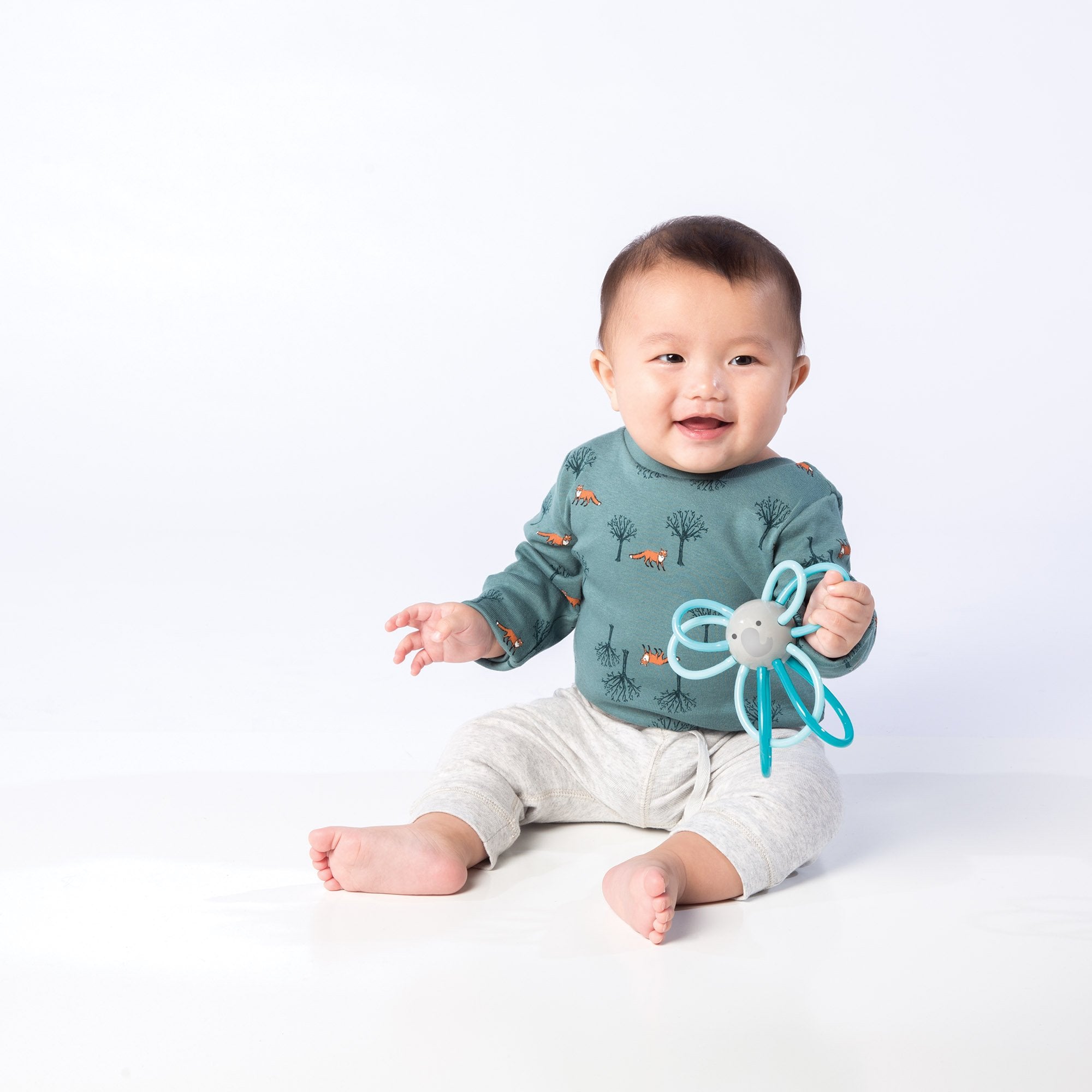 Zoo Winkel Elephant teether image showing soft BPA-free tubes for soothing chew.