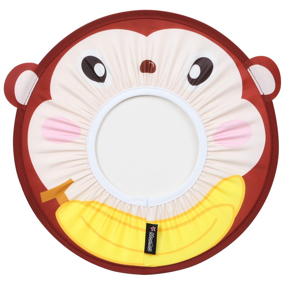 Manito Baby Shower Hat with monkey design keeps shampoo out of eyes during bath time