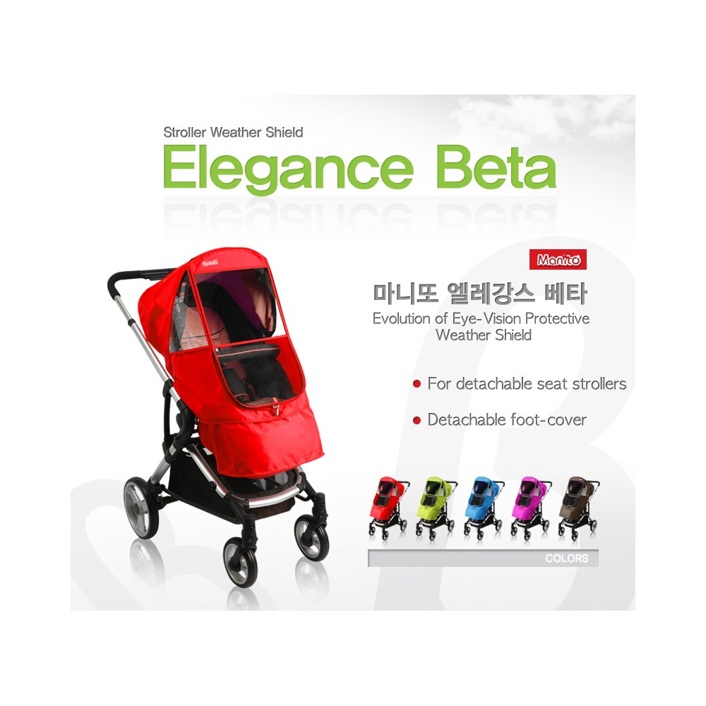 Diagram shows compatibility of Manito Elegance Beta with strollers