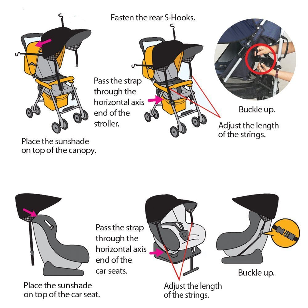 Manito Sun Shade buckle system secures shade in windy conditions.