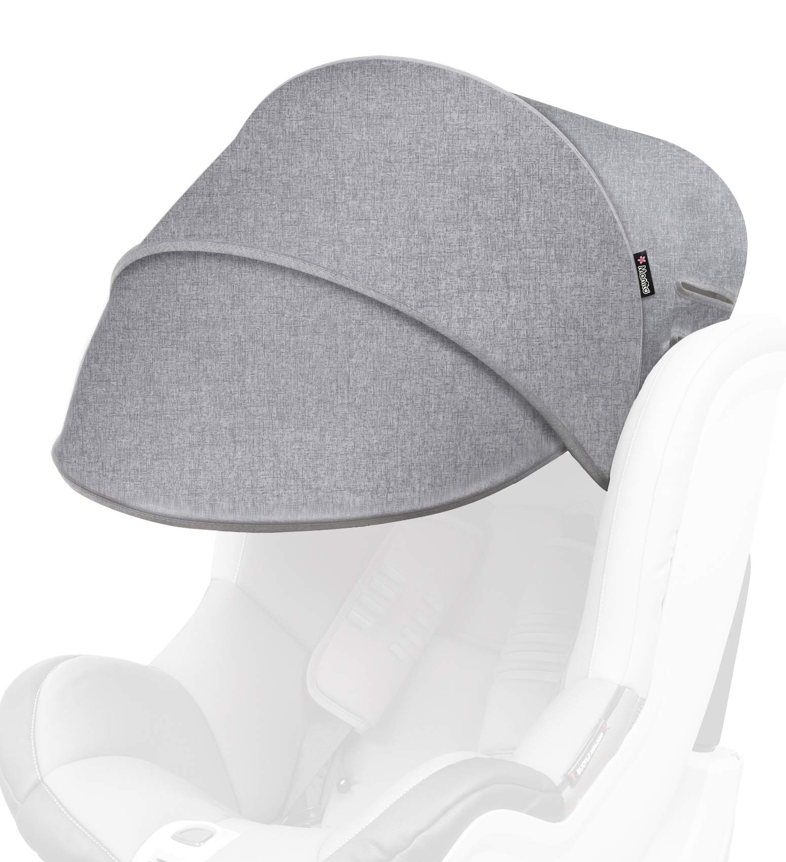 Manito sun shade extender front view showing wide coverage for car seat sun protection
