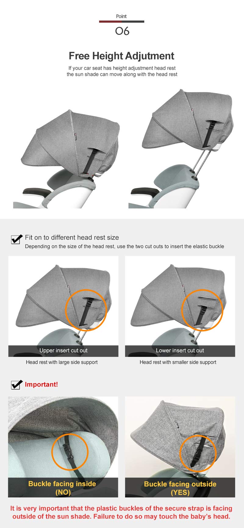 Manito sun shade extender universal fit indicator shows compatibility with many booster seats