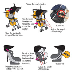 Sturdy Manito Sun Shade Navy frame and buckle system against winds.