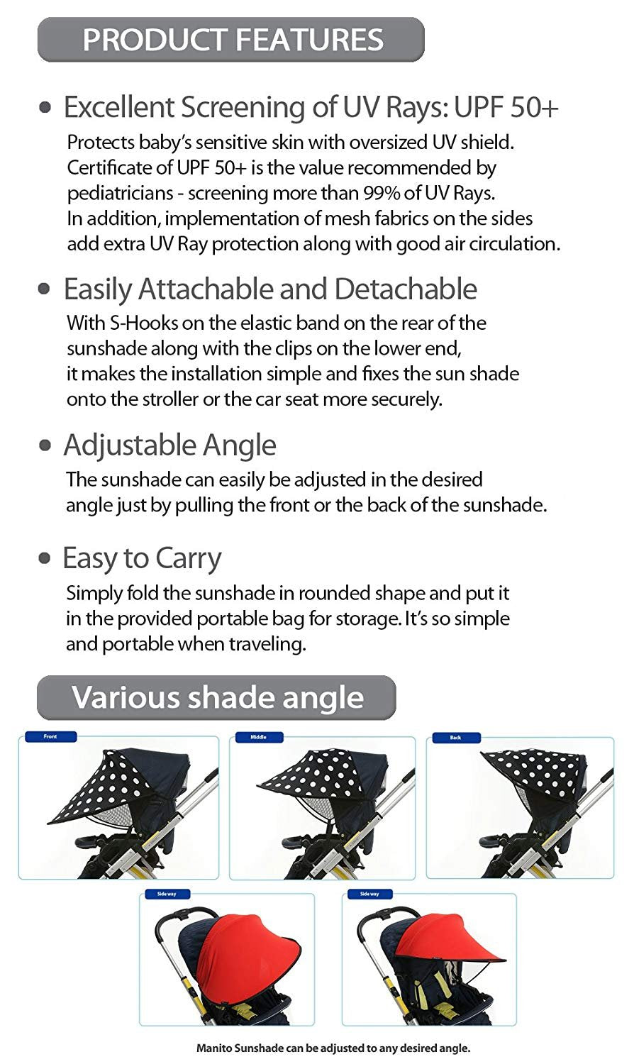 Manito Sun Shade Navy on car seat providing ample coverage and sun blocking.