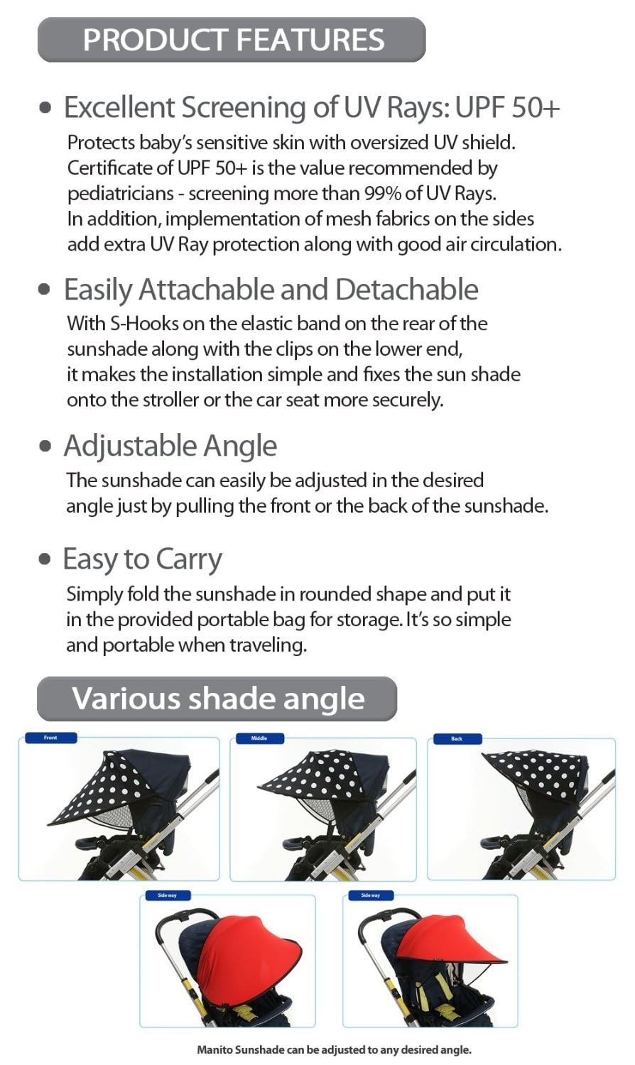 Manito Sun Shade side mesh panels provide airflow and sun protection.