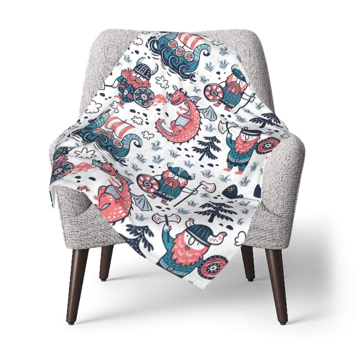 Mantaiyuan fleece baby blanket with cartoon Vikings dragon pattern, ultra-soft for naps.