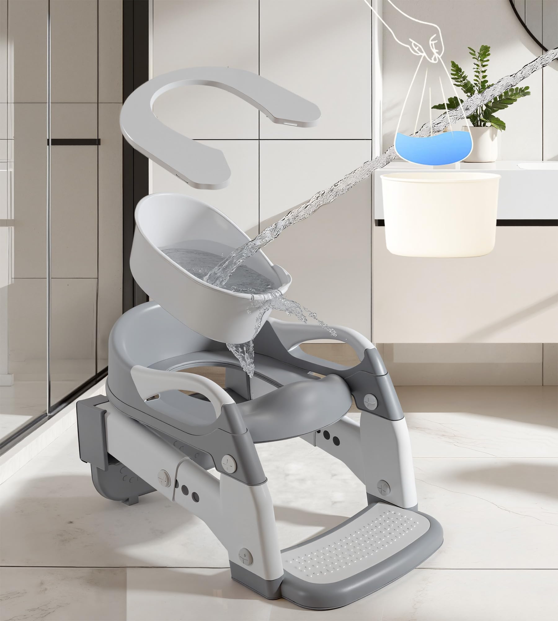 MantisFist foldable design makes storage easy in small bathrooms.