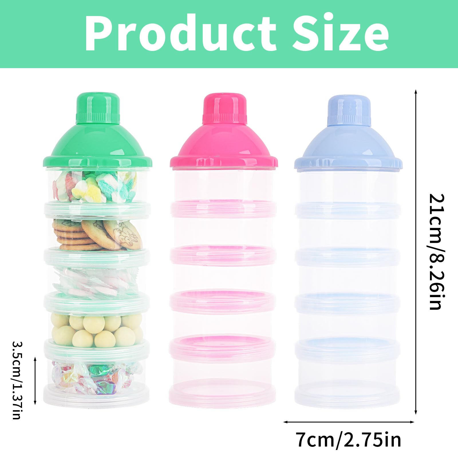 Manwetye 5-layer milk powder dispenser compact design fits in bags for daycare.