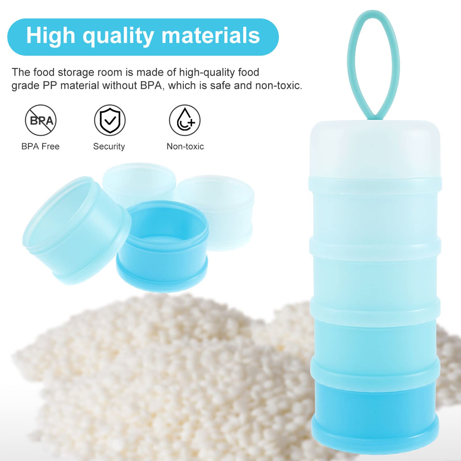Manwetye dispenser doubles as snack and baby-food storage during outings.
