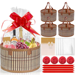Mapaim bamboo gift basket round set4 with a smooth natural finish for premium gift presentation.